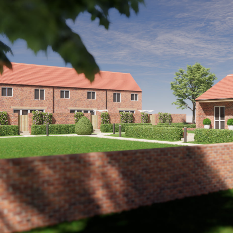 Picture of a neighbourhood with houses and plants